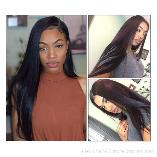 Straight Indian Hair Bundles with Lace Closure Frontal Virgin Cuticle Human Hair Weft